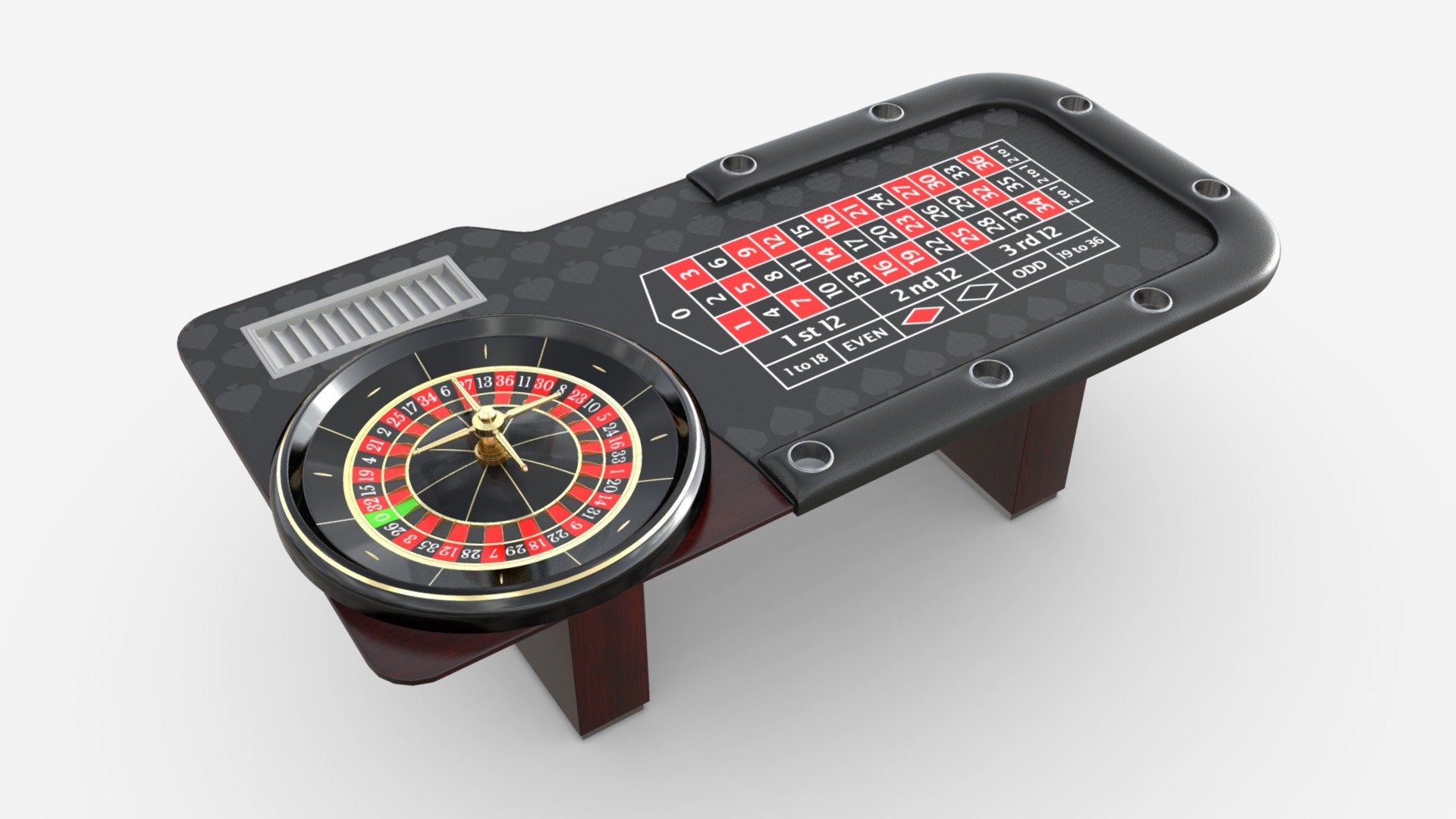 Casino European Table with Roulette Wheel 3d model