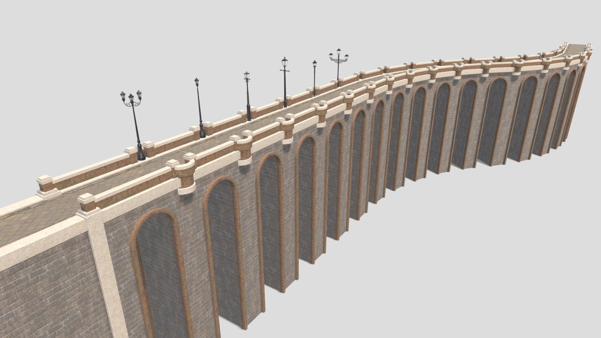 Modular Bridge and street lights 3d model