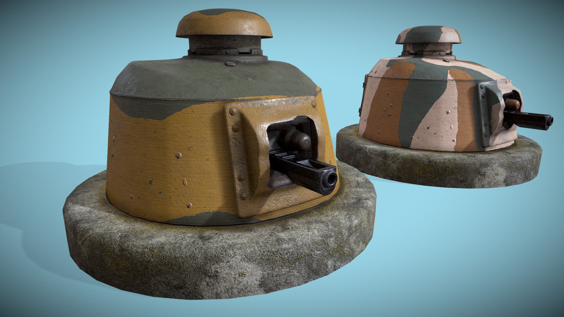 Maginot Line FT17 Buried Tank Turrets 3d model