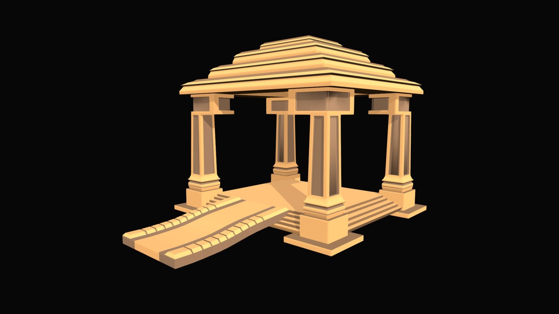 3d Building with pillars 3d model