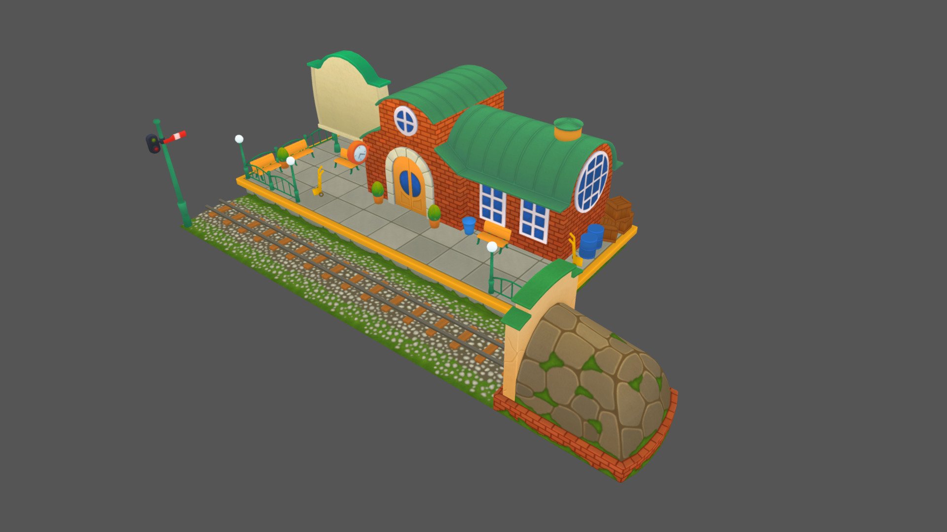 Train Station 3d model