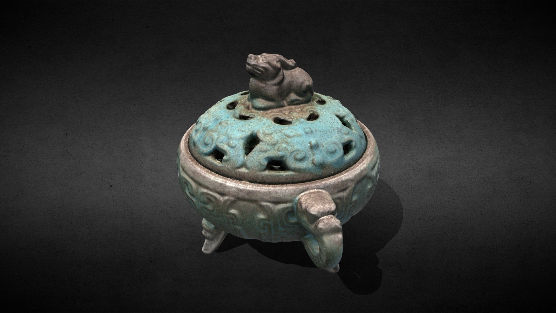 Chinese traditional pottery incense burner 3d model