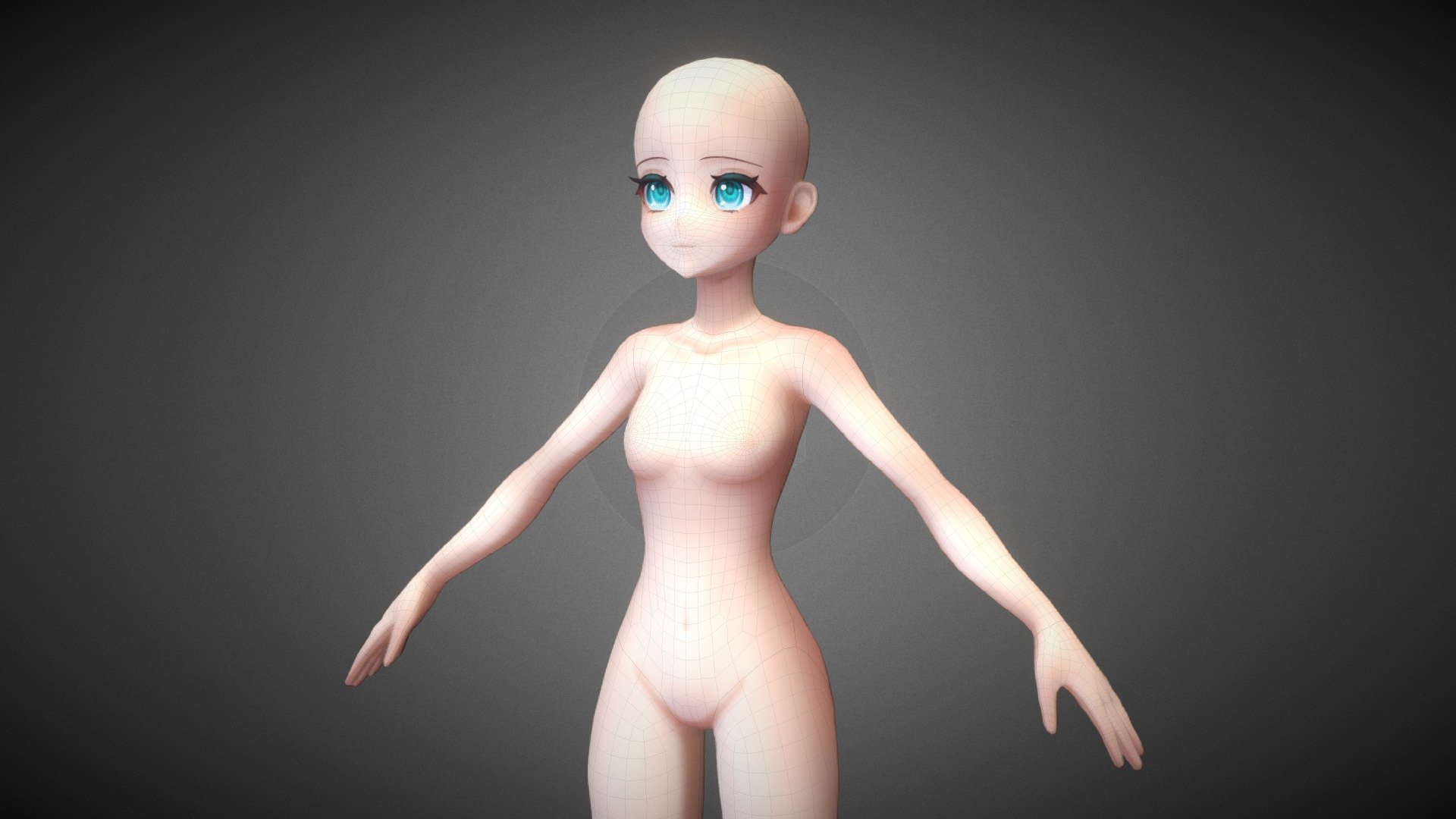 Base Anime Stylize lowpoly with texture 3d model