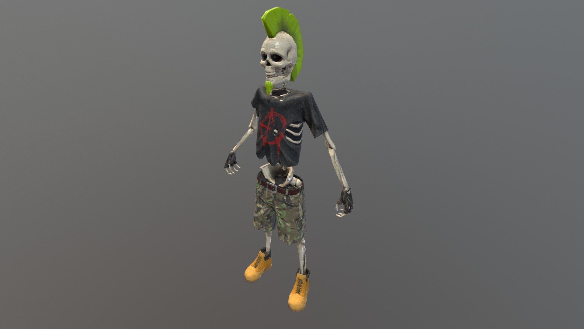 Punk skeleton A stance 3d model