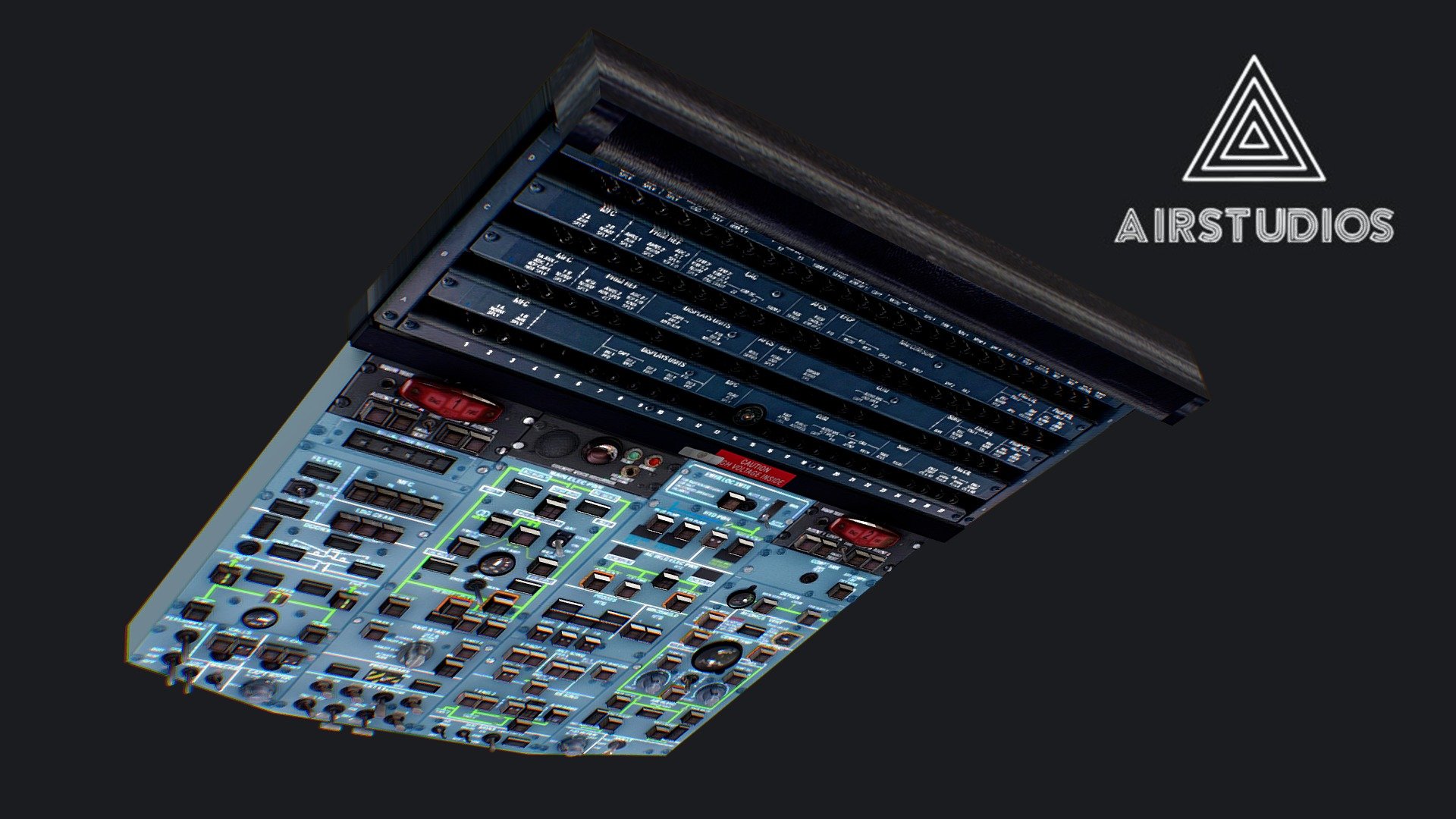 ART 72-600 Cockpit Overhead Panel 3d model