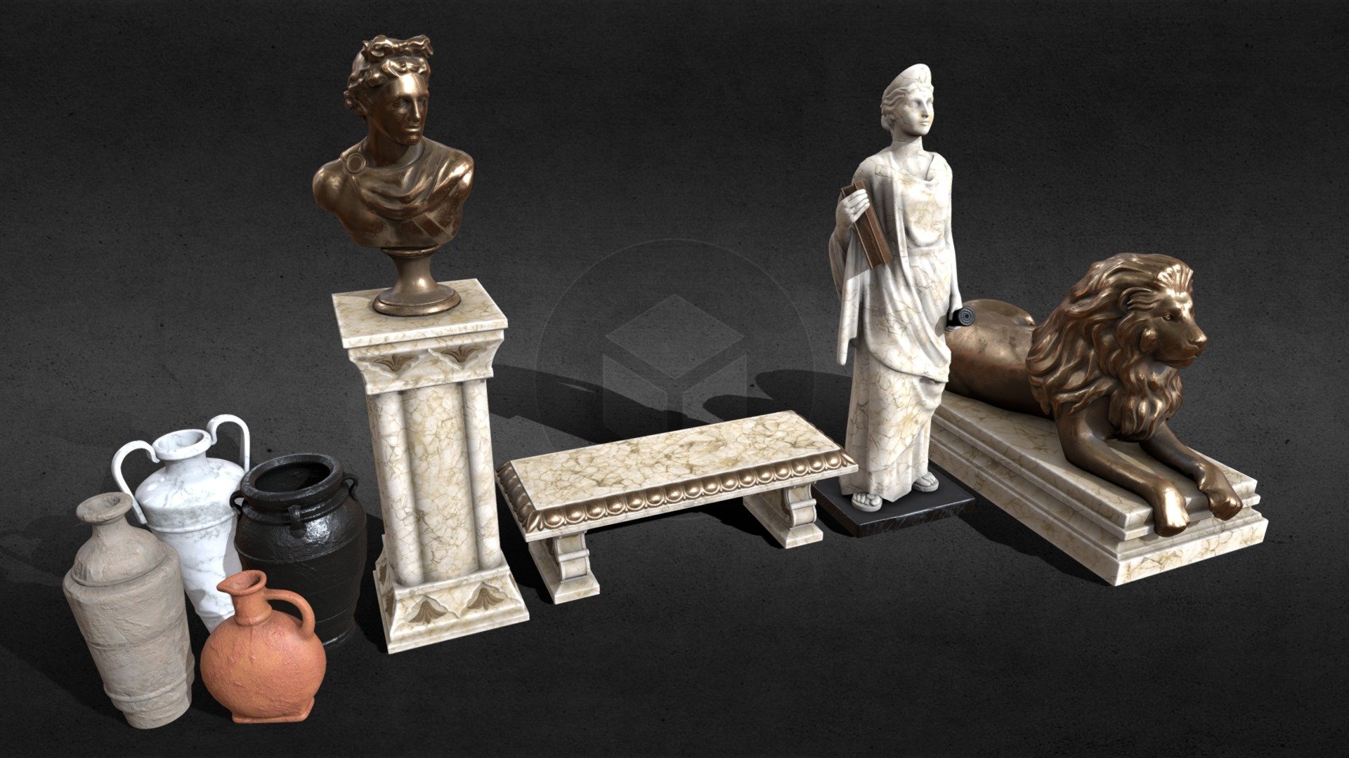 Ornate Ancient Greek Props 3d model