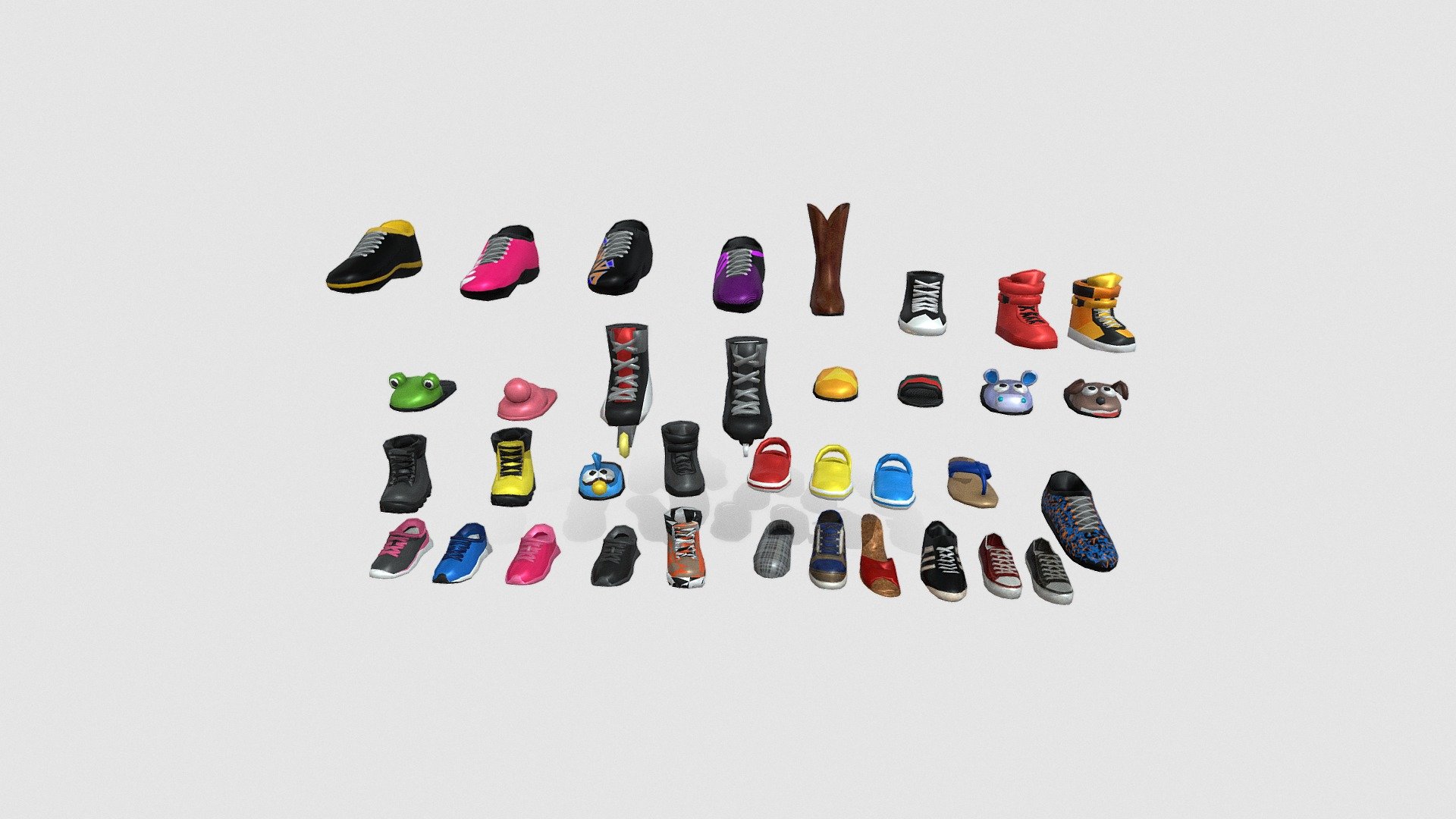 Low poly Shoes Pack 3d model