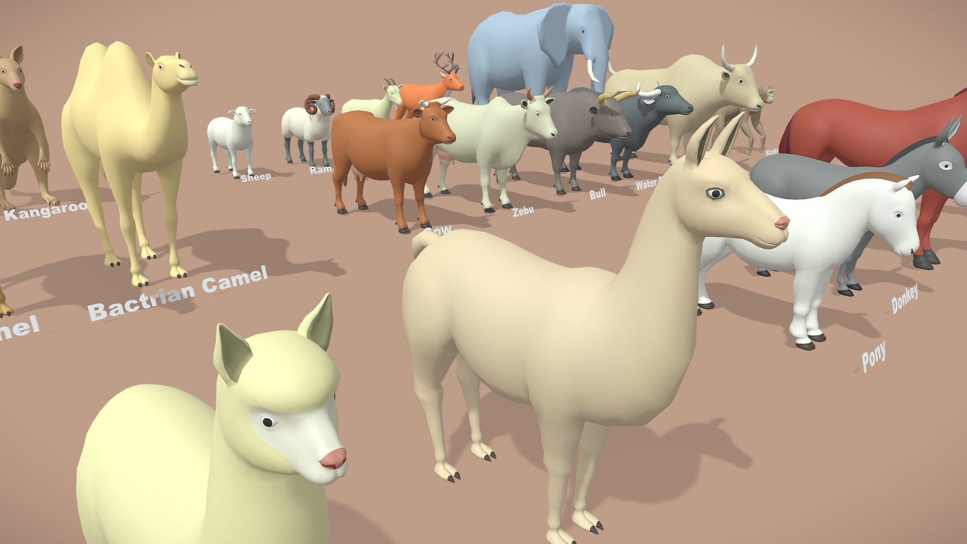 Big Animals lowpoly 3d model