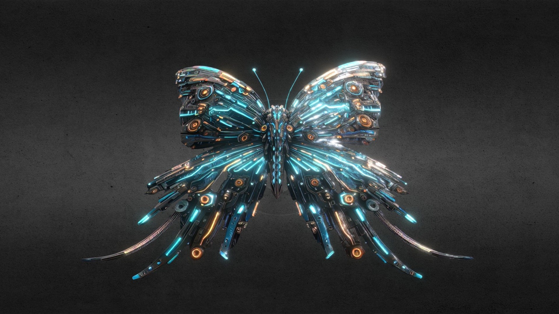 Cyber scifi butterfly (2.5D) 3d model