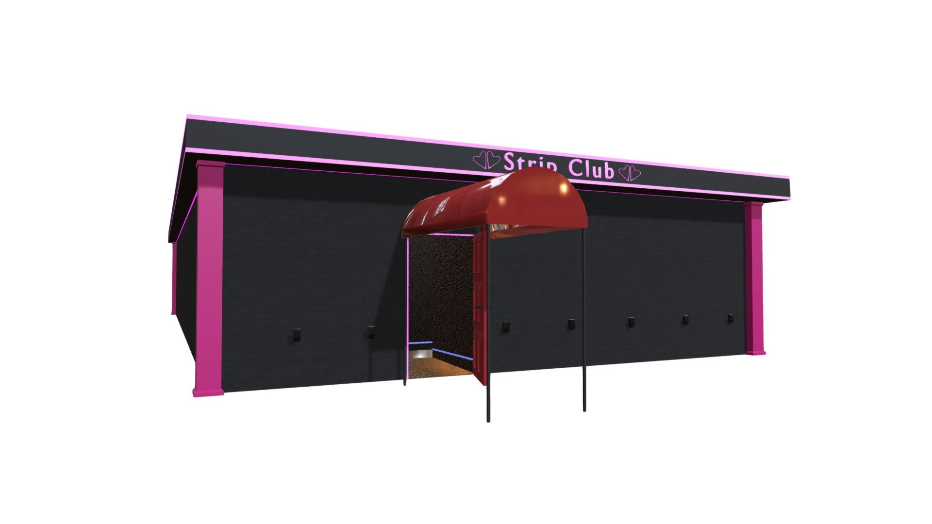 Strip Club Exterior and Interior 3d model