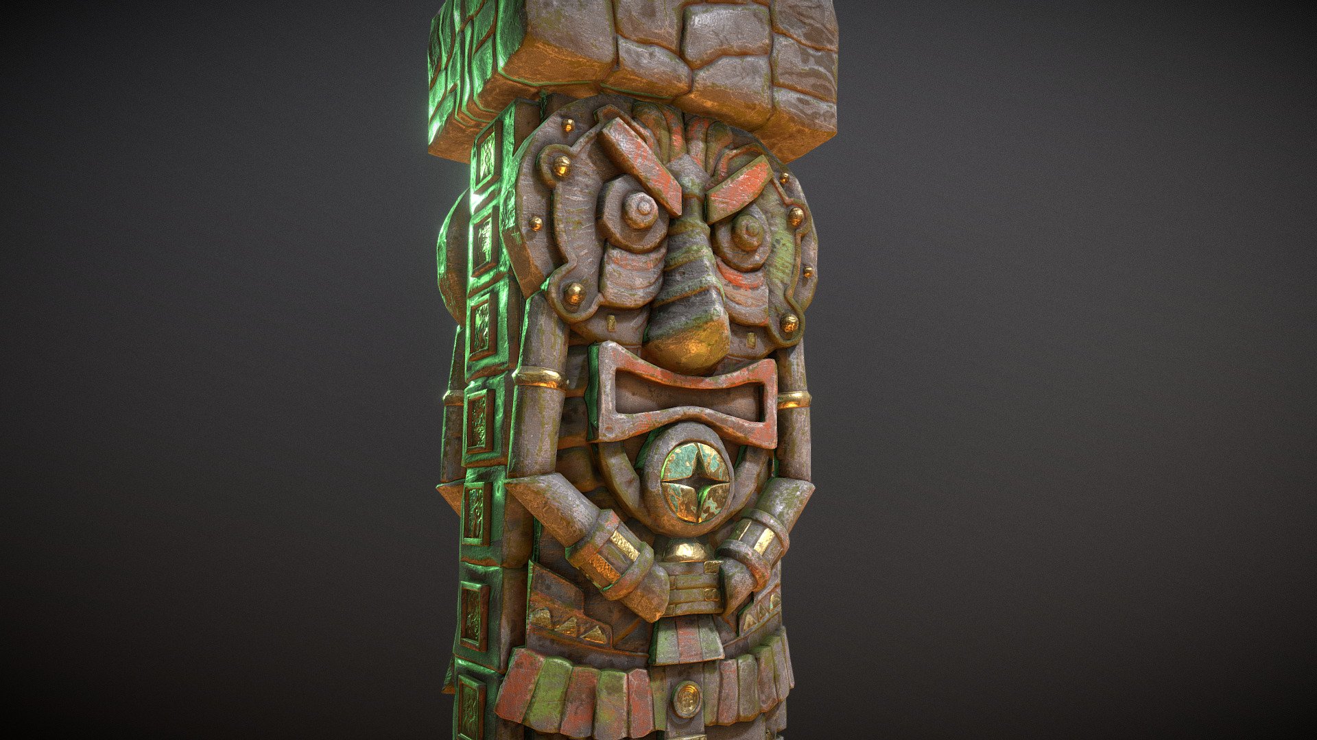 Old jungle tribal pillar 3d model