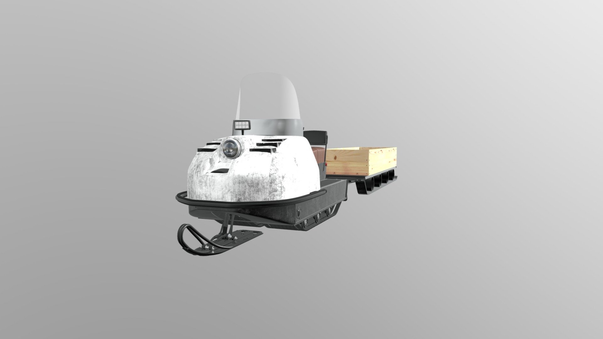 Snowmobile_buran_and sled 3d model