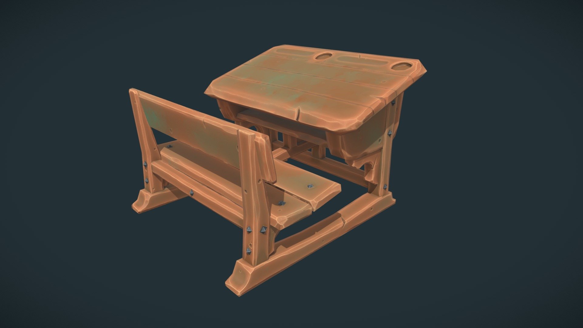 Stylized School Desk 3d model