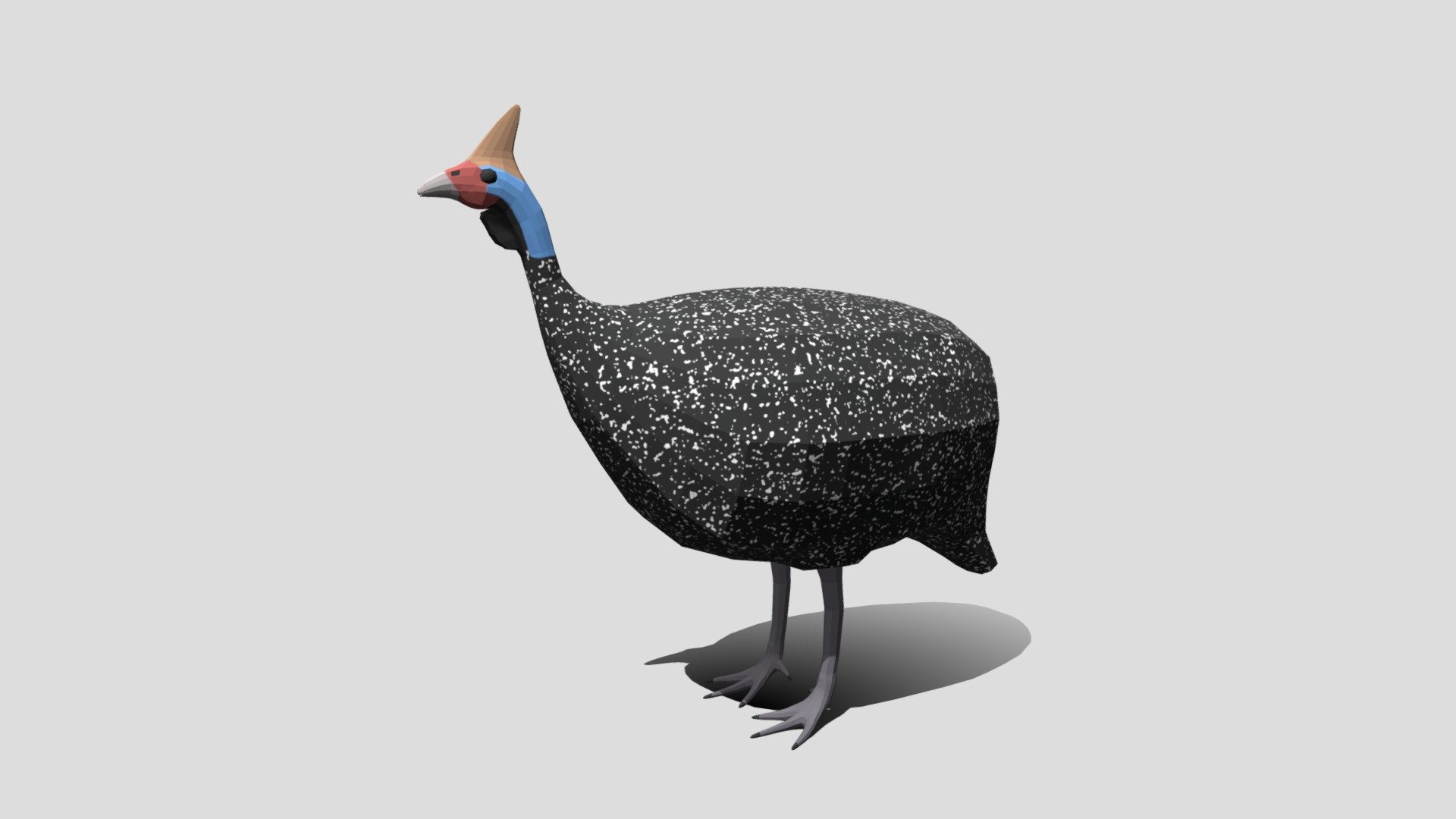 Low Poly Cartoon Helmeted Guineafowl 3d model