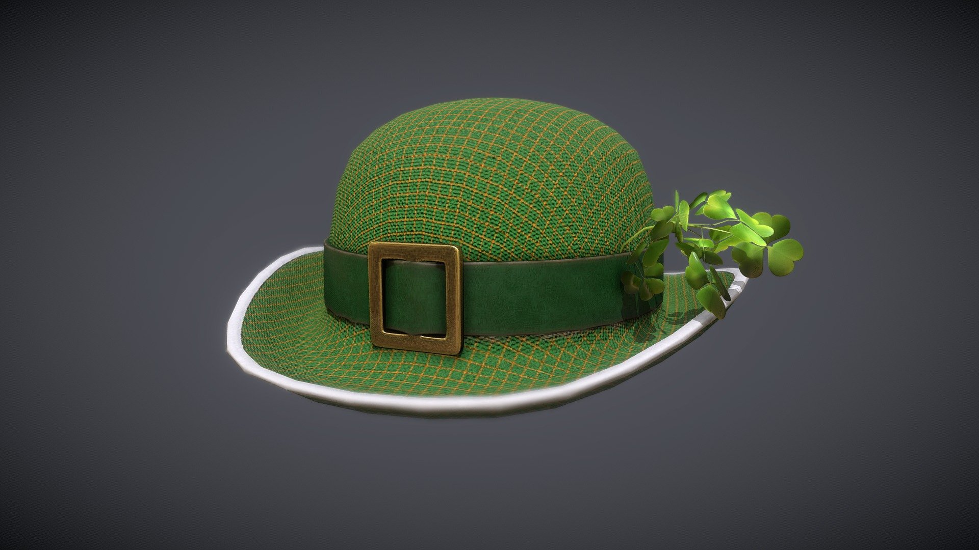 St. Patricks Day Bowler with Shamrocks 3d model