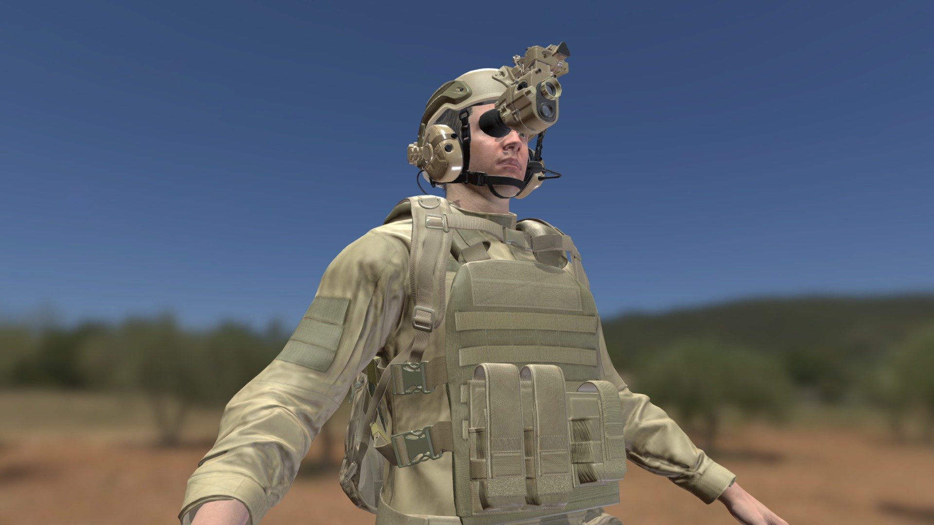 Man in Military Uniform 3d model