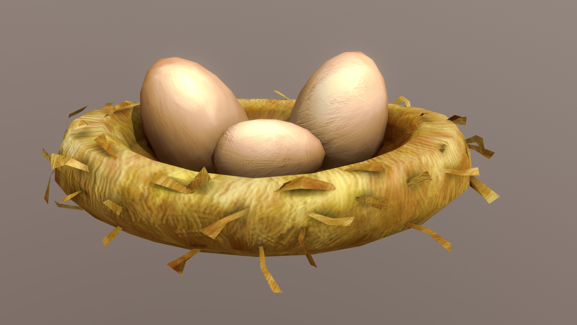 low poly egg nest 3d model