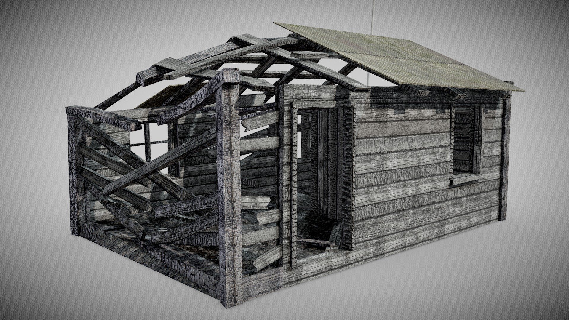 Burned House A damaged as1 3d model