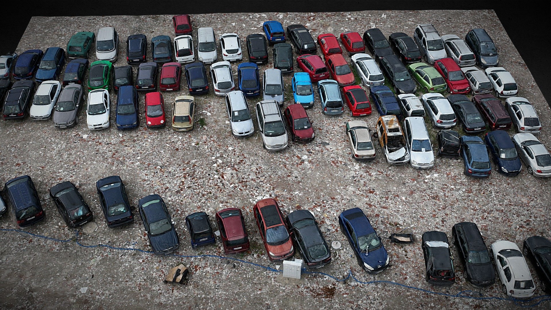 cars abandoned wrecks parking photoscan 3d model