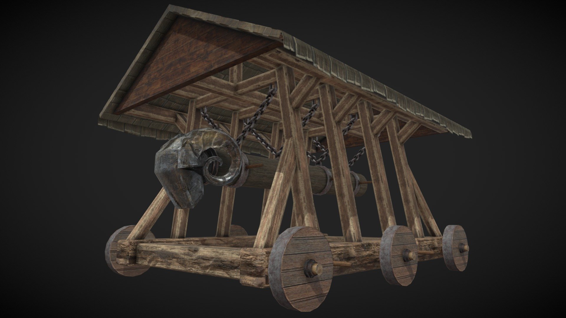 3D Medieval battering ram 3d model