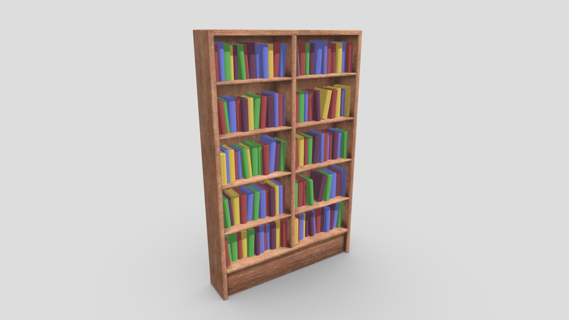 Wooden Bookshelf 3d model