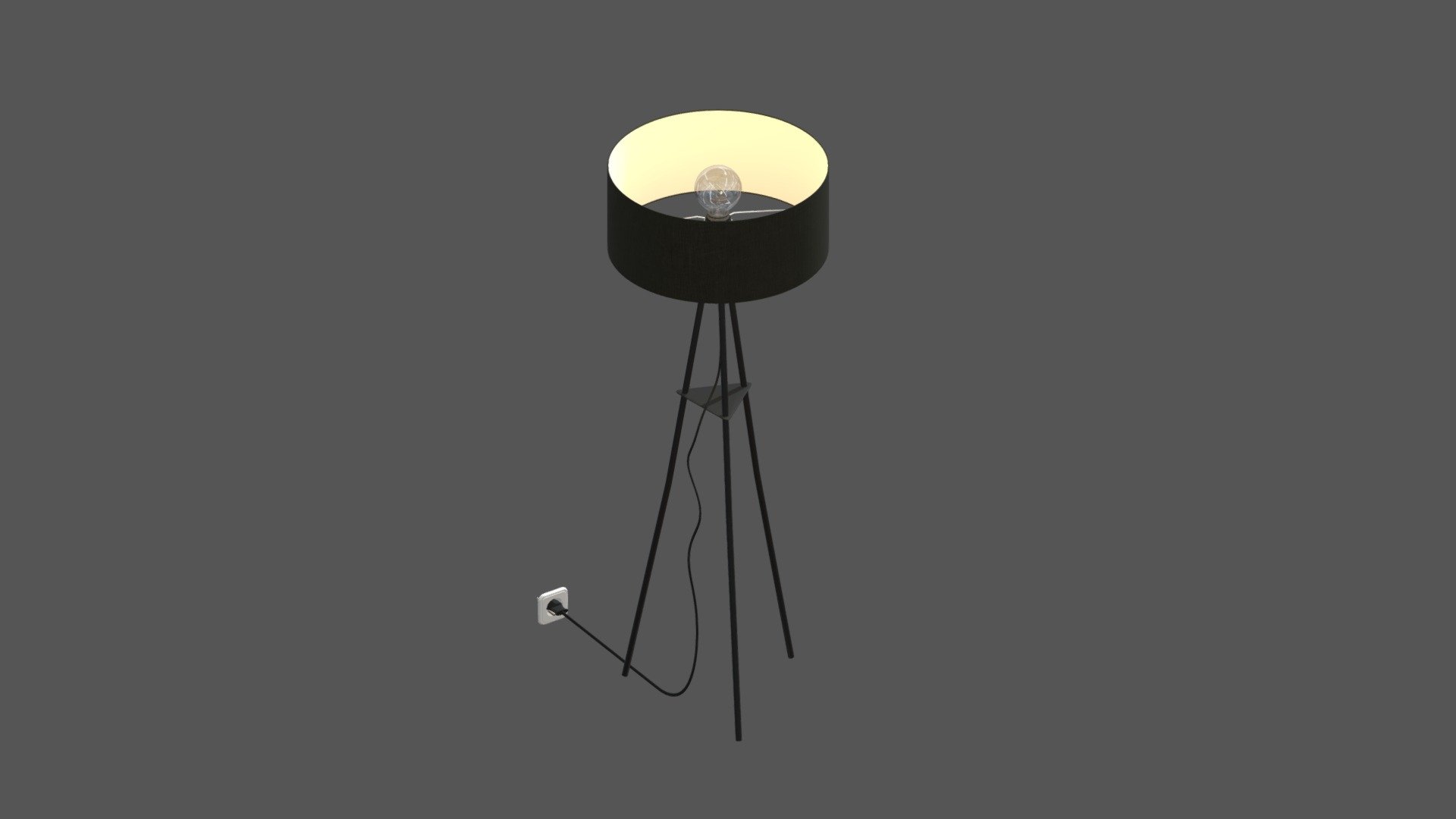 Drum shade floor lamp 3d model