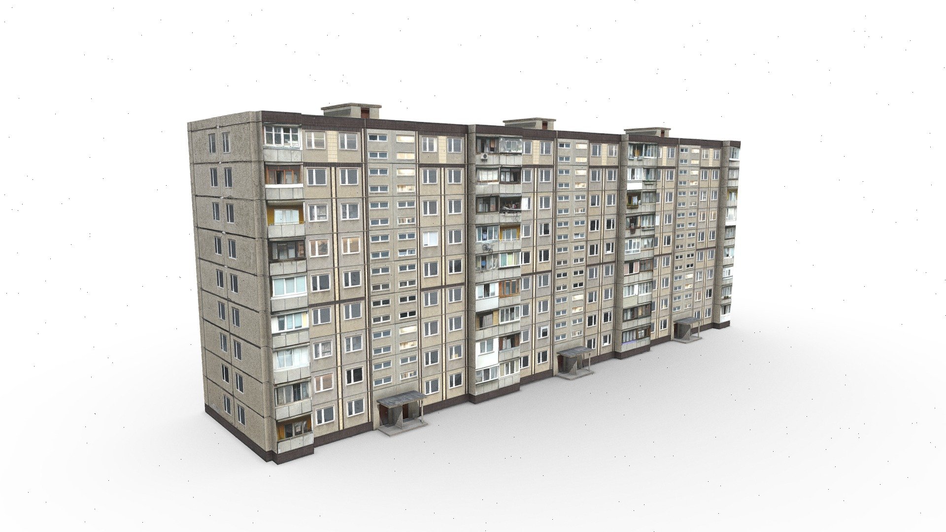 Nine-storey residential building 3d model