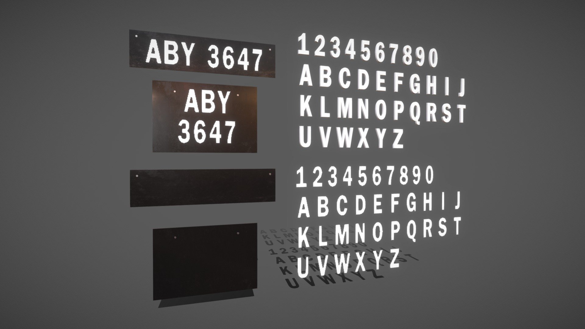 Alphabet And Number With Car Plate [Free] 3d model