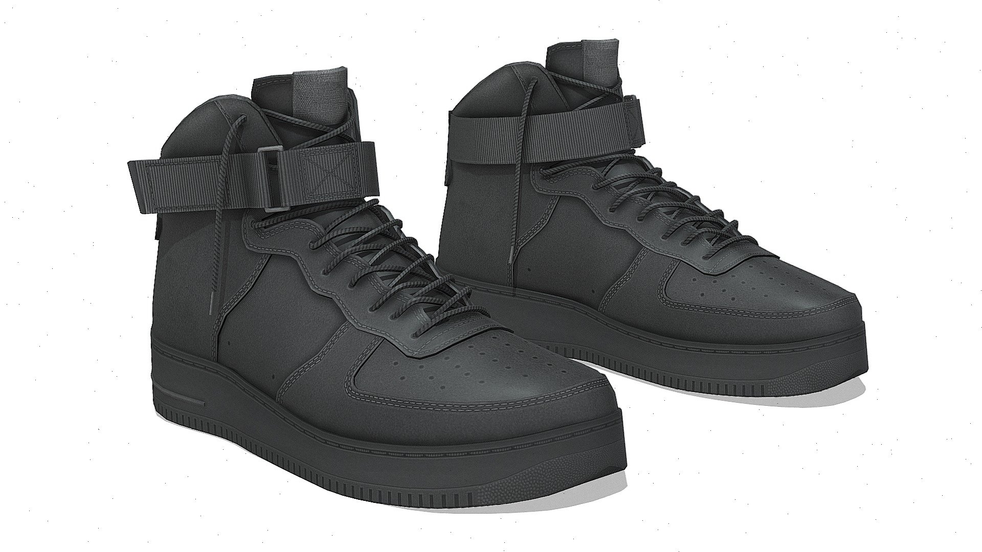 Hitops Sneakers Black 3D Model 3d model