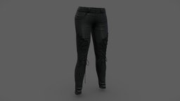 Female Lace-up Front Denim Pants