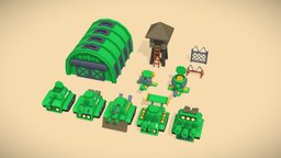 Stylized Army game kit Low poly