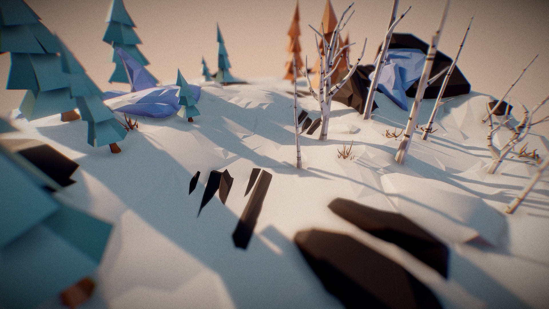 Low Poly Winter Environment 3d model