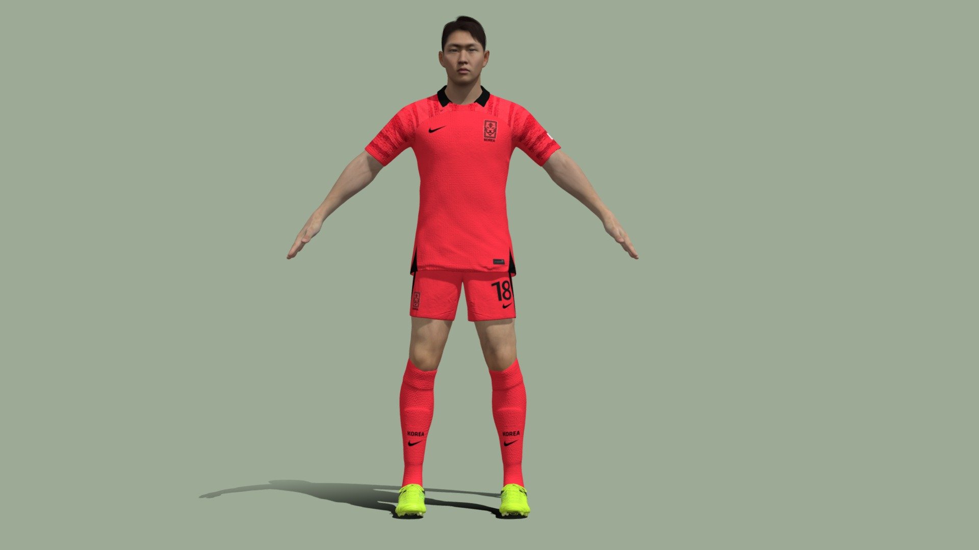 T-Pose rigged Lee Kang-In 3d model