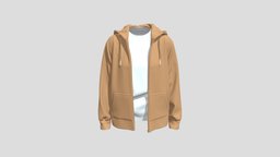 Zip-up Hoodie Unzipped with Inner Shirt