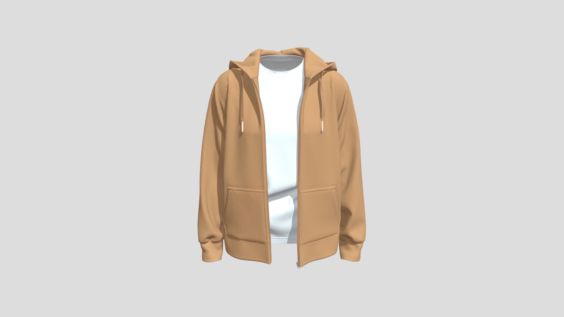 Zip-up Hoodie Unzipped with Inner Shirt 3d model