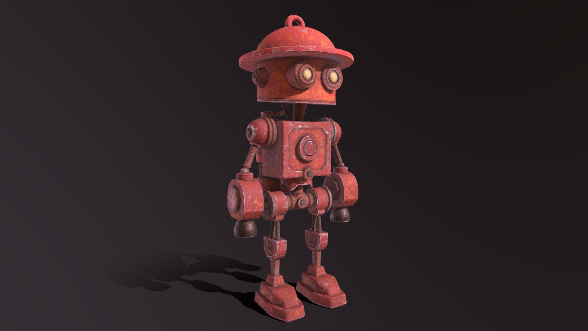 Stylized Cartoony Rusty Fireman Robot 3d model