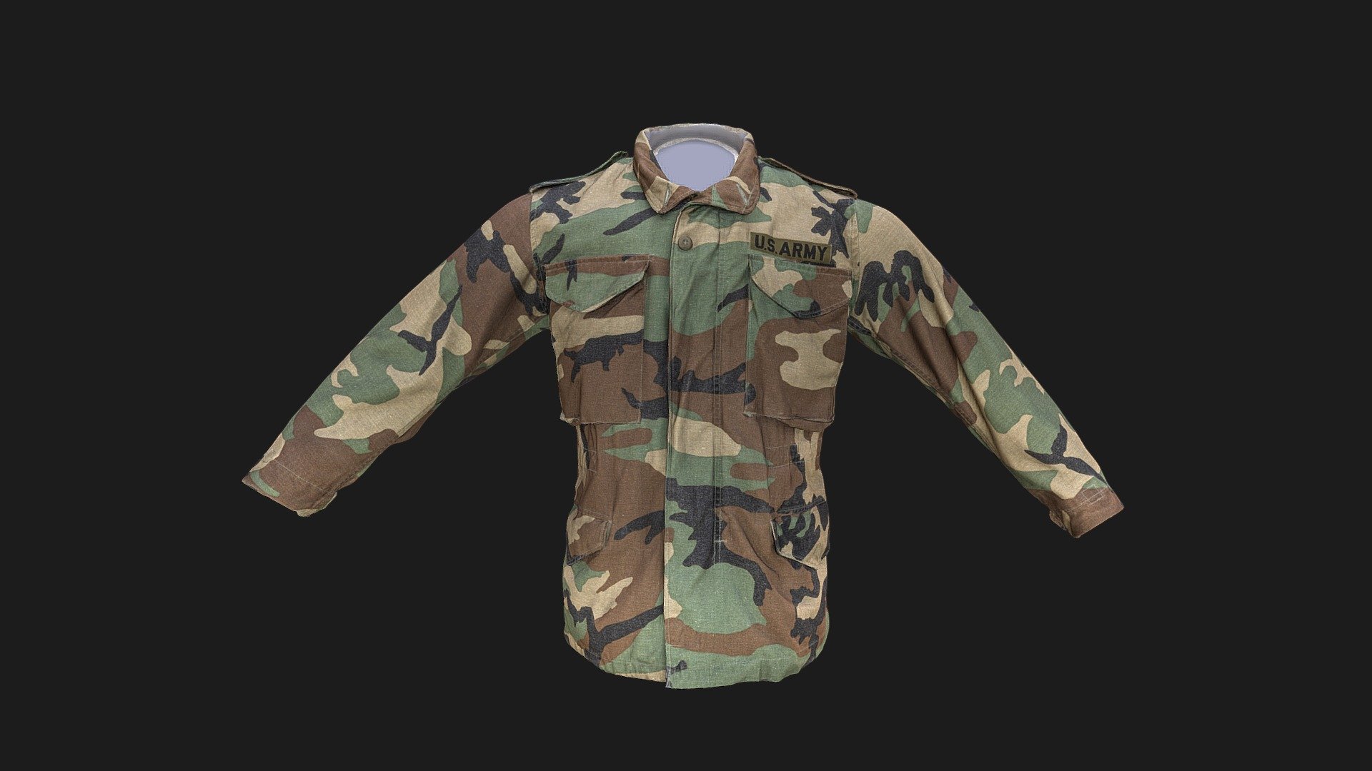 M65 Woodland U.S military jacket 3d model