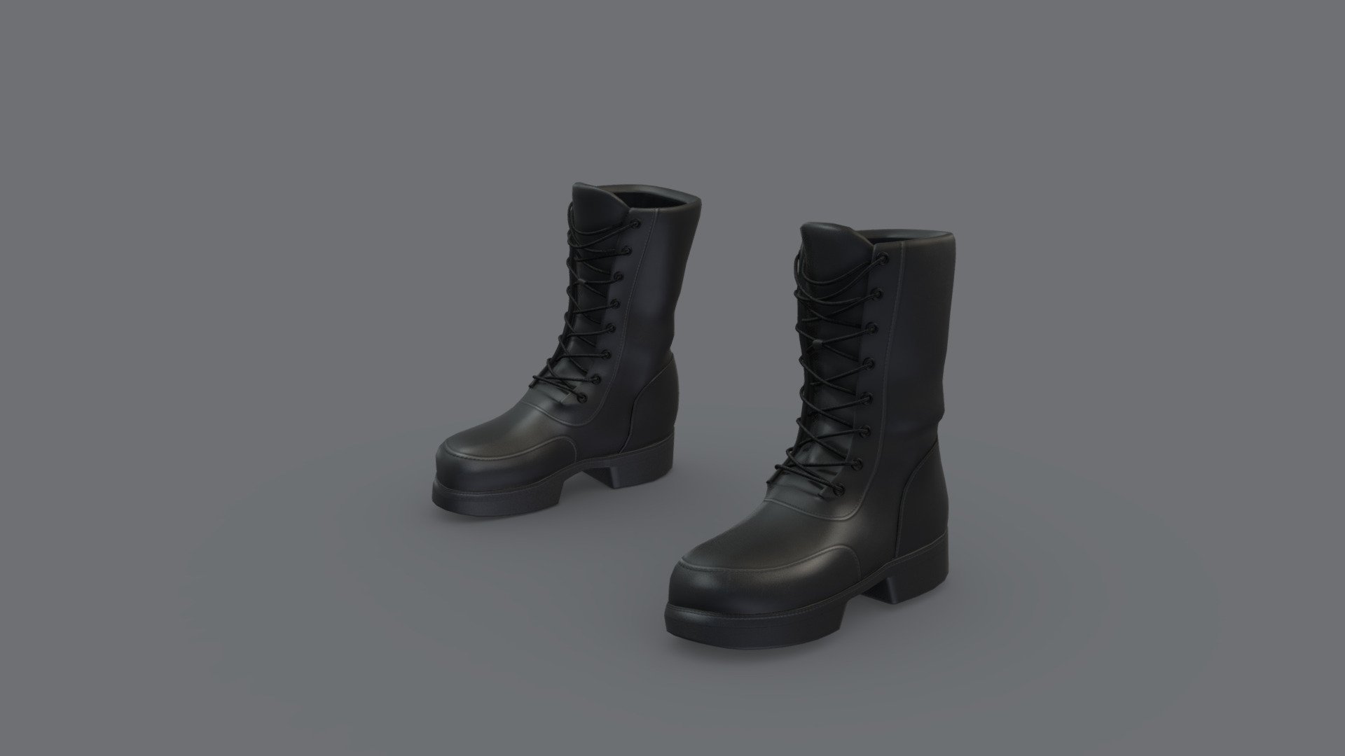 Black Army Combat Boots 3d model