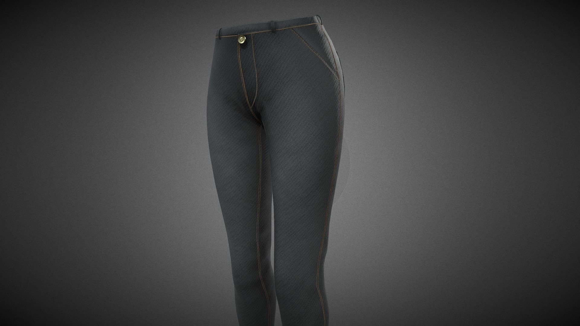 Female Slim Fit Black Jeans Pants Style 1 3d model