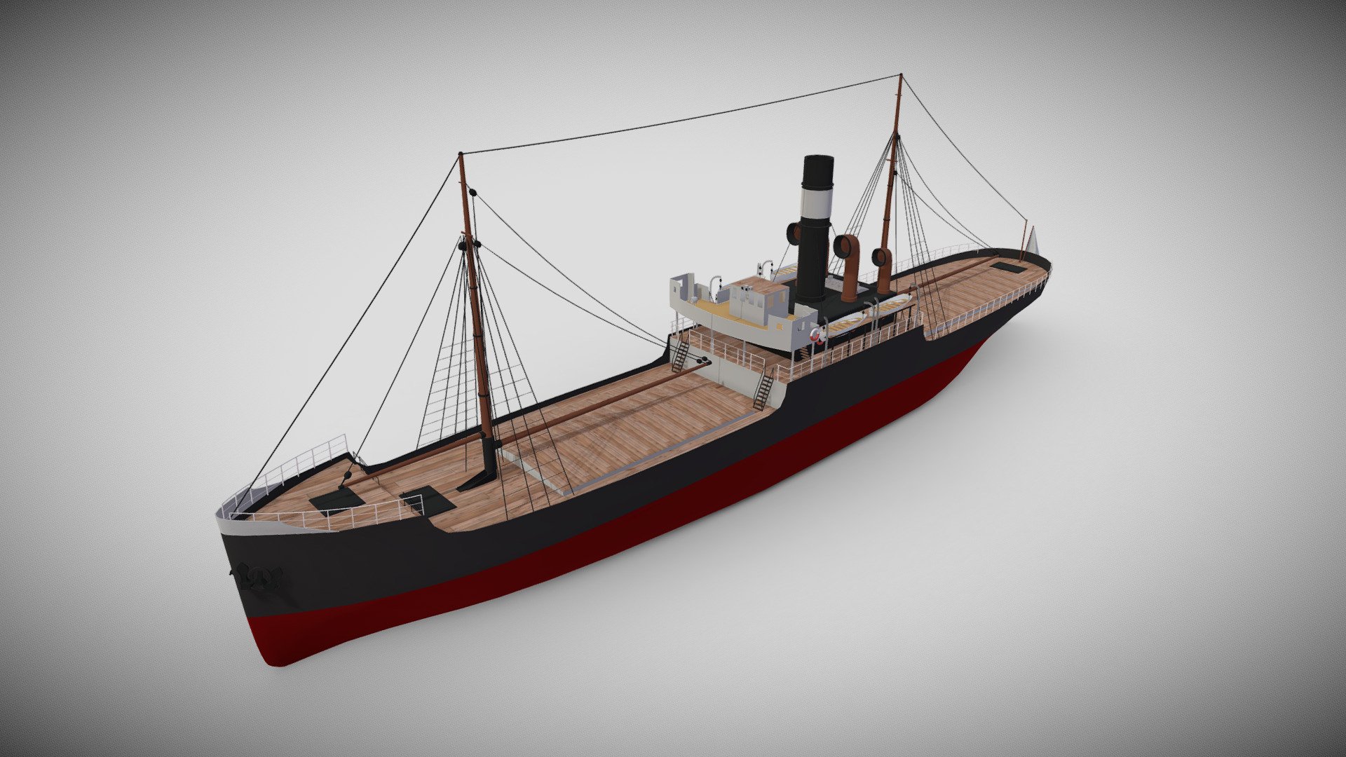 Karlsruhe 1905 german cargo steamer ship 3d model