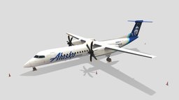 DeHavilland Dash 8 DH8D Q 400 Low Poly Alaska