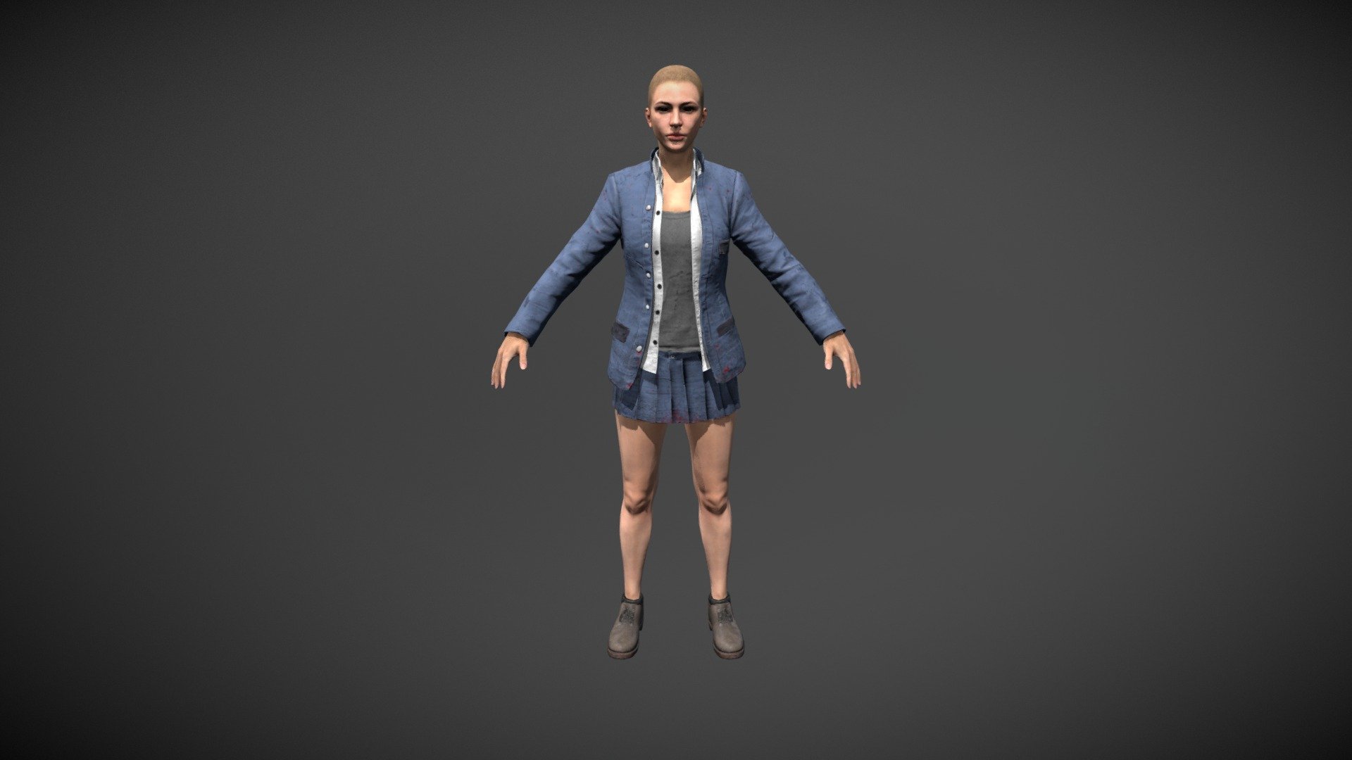 BLUE SCHOOL UNIFORM SET (FEMALE) 3d model