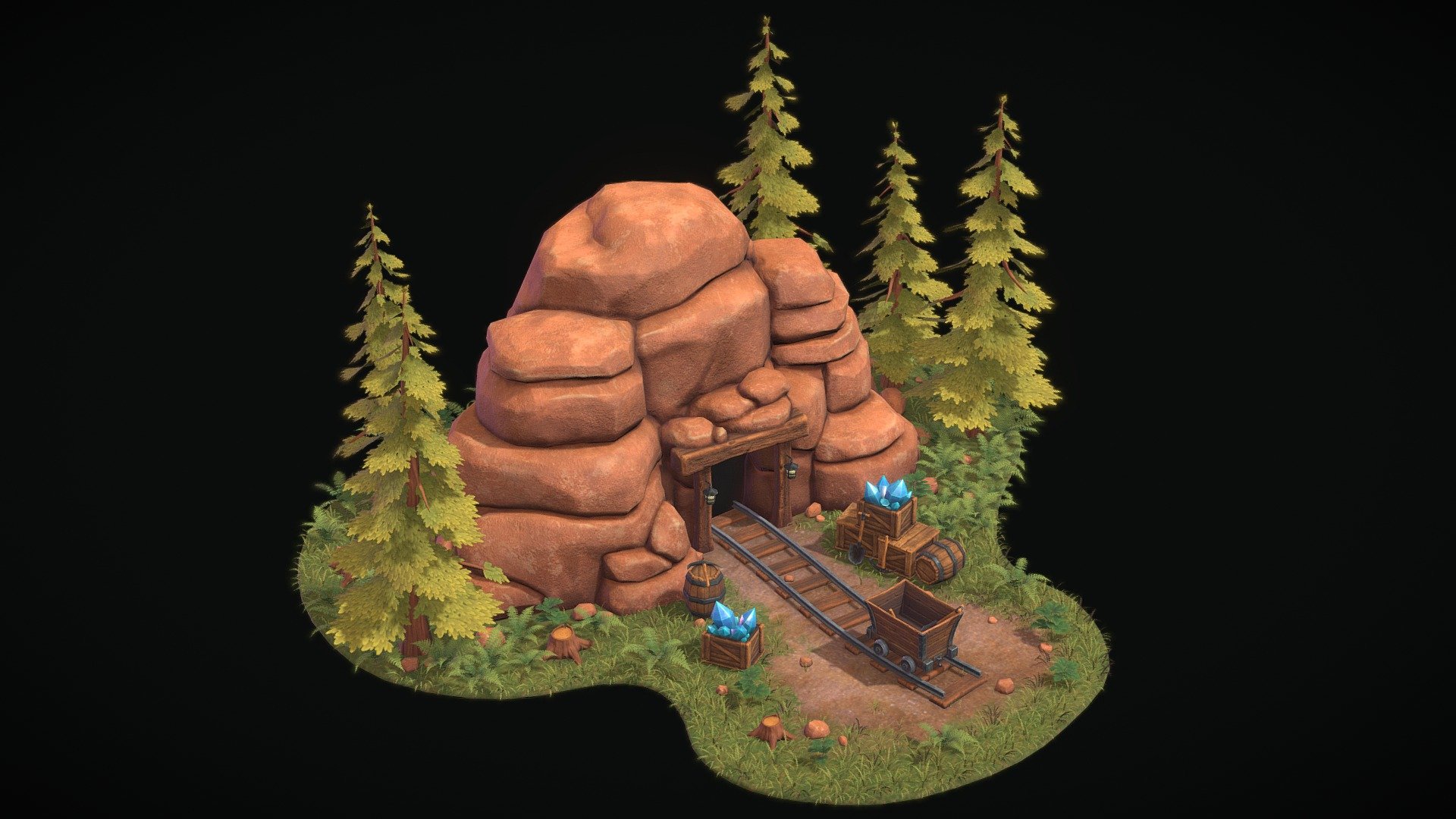 Crystal mine 3d model