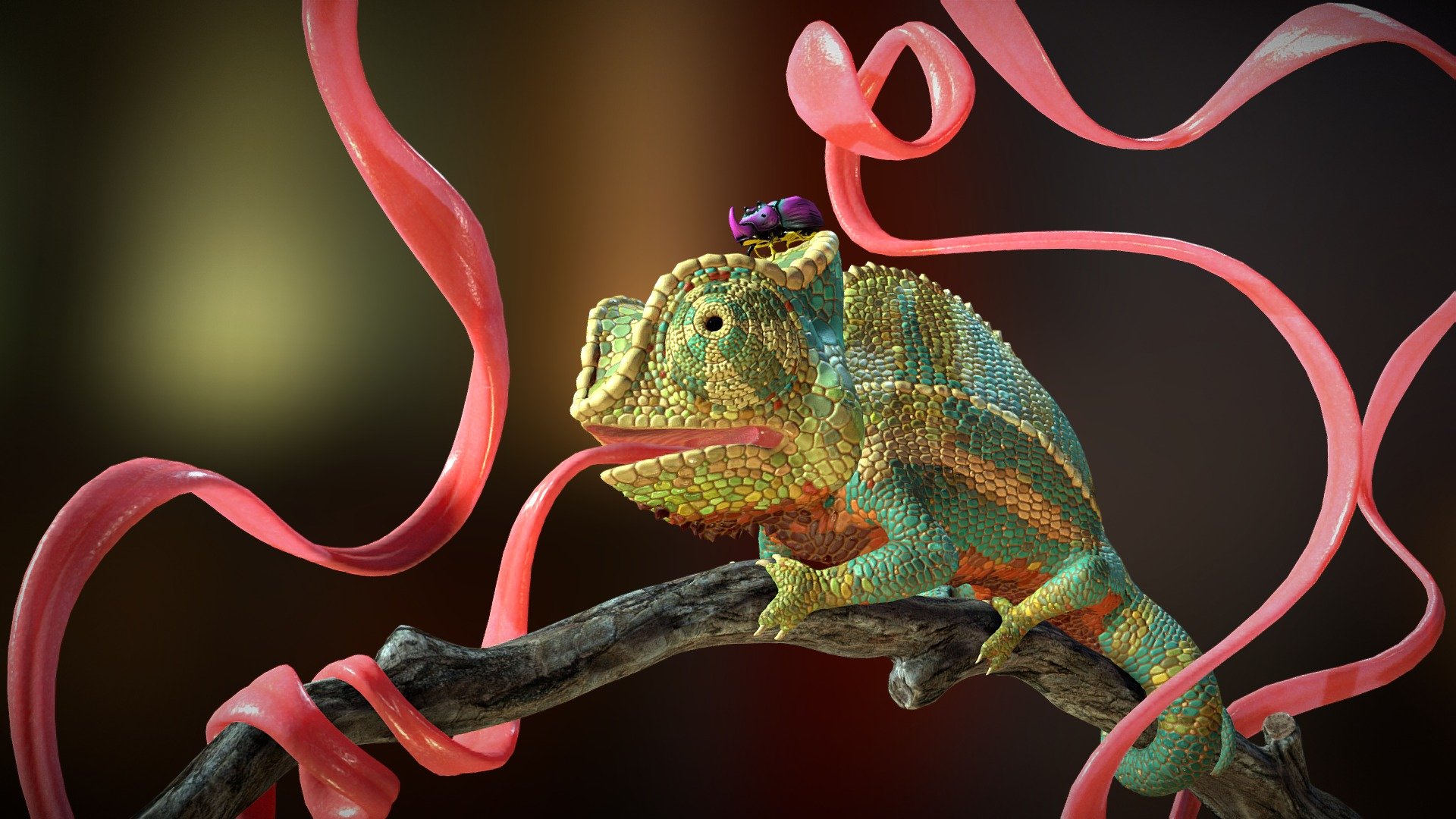 Tongue Twisted Chameleon 3d model