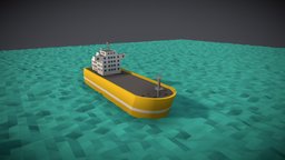 Low-Poly Empty Cargo Boat