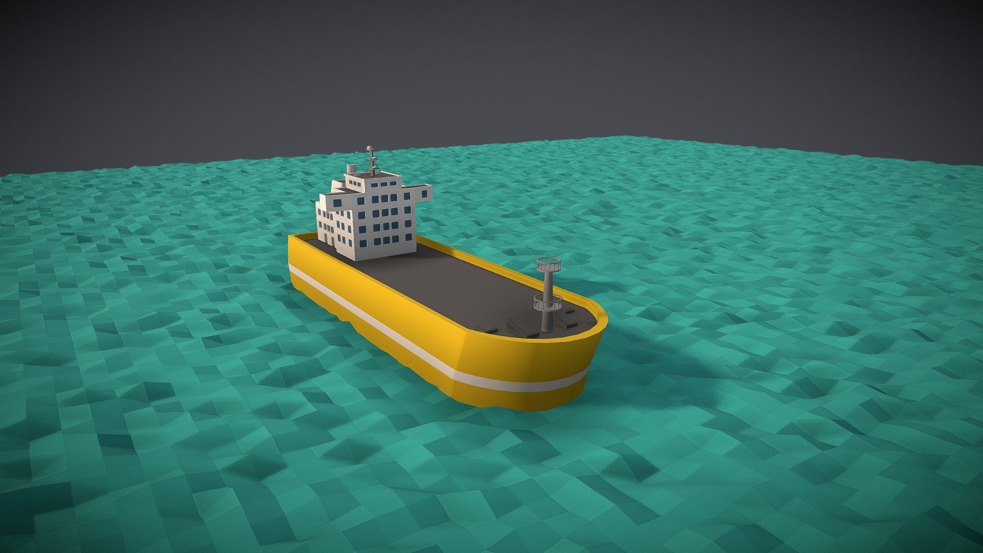 Low-Poly Empty Cargo Boat 3d model