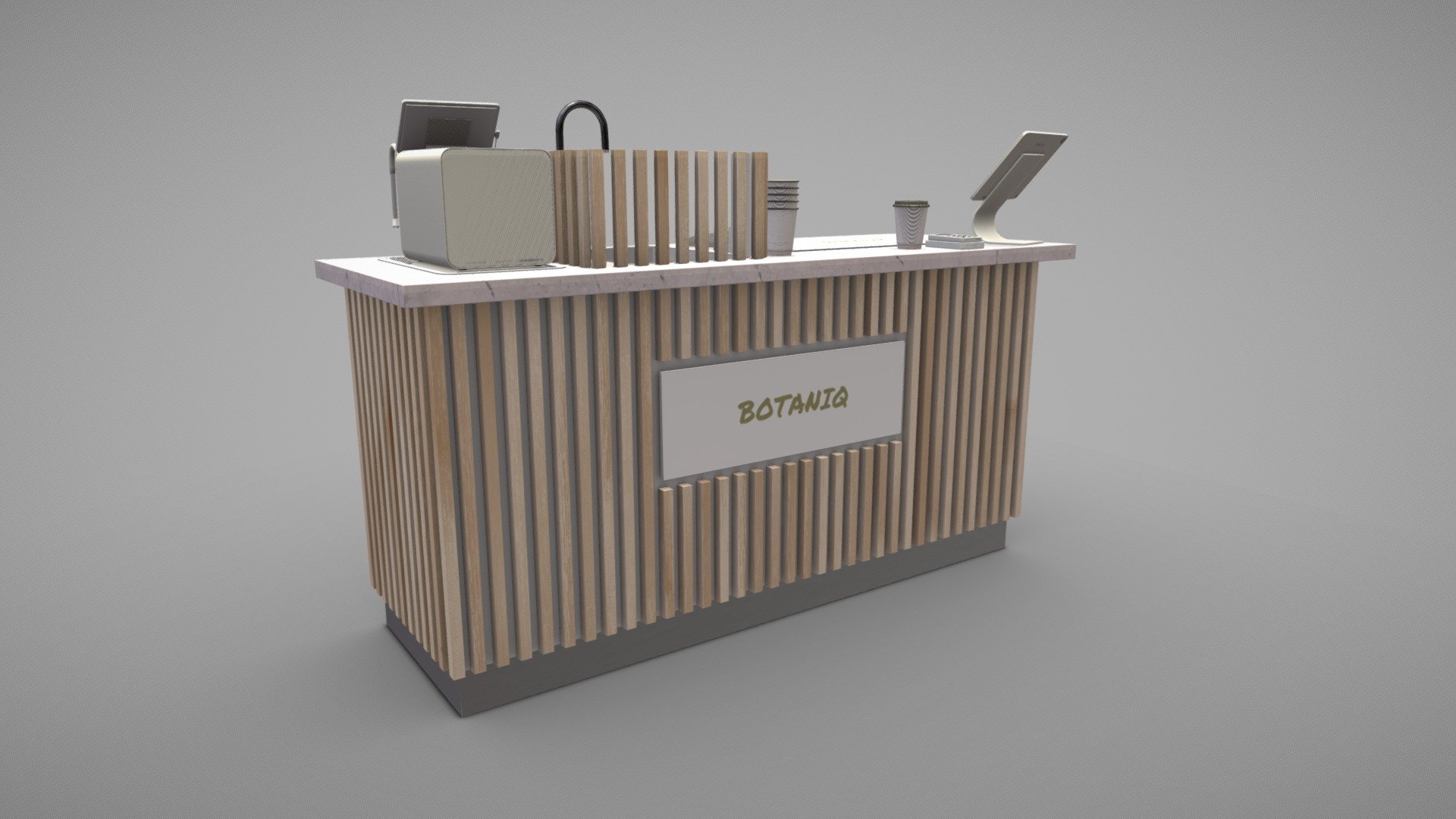 Cafe Counter with Props 3d model