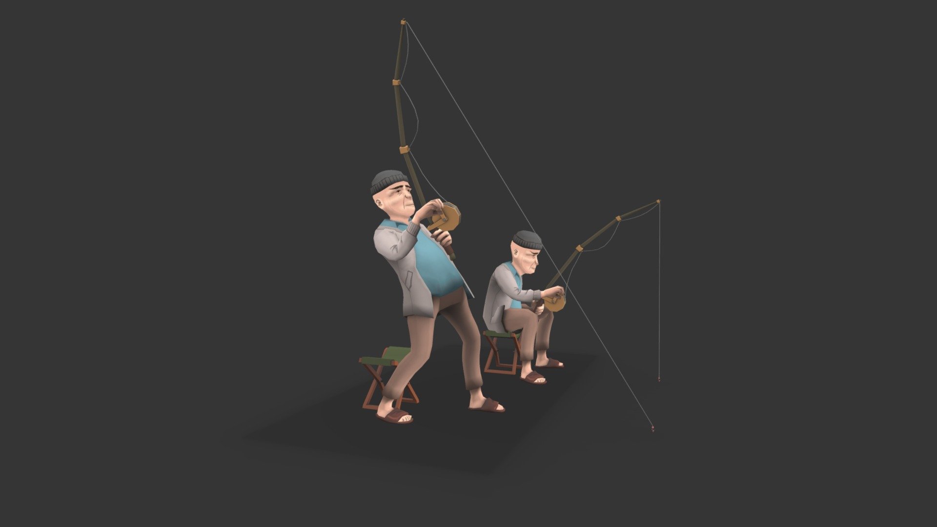 Fisherman Character Lowpoly rigged 3d model