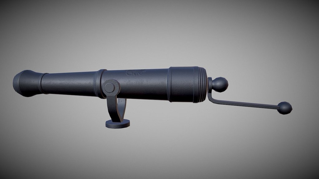 Swivel cannon low poly 3d model