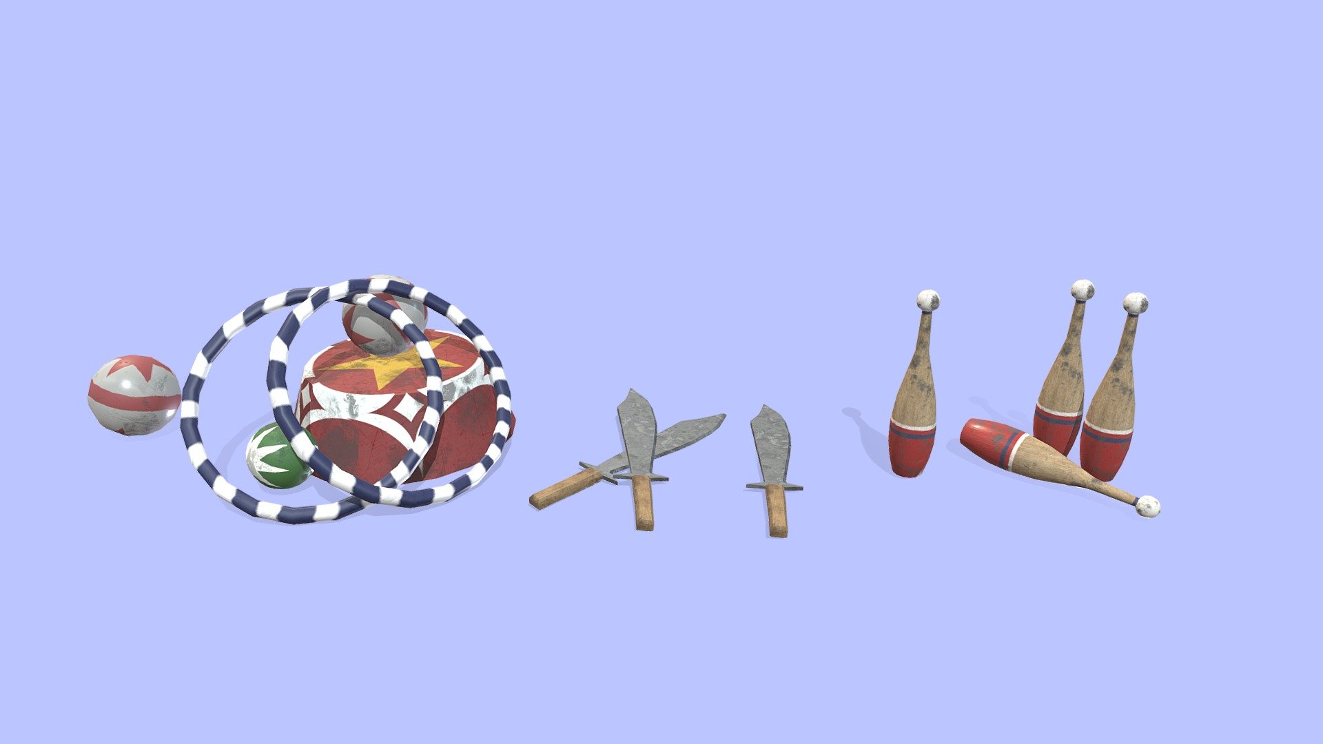 Low Poly Circus Props 3d model